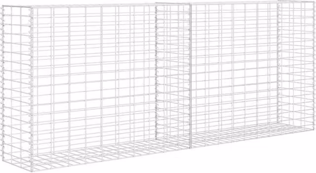Berkfield Home Galvanised Steel Freestanding Gabion Basket in Silver, W/D/H: 85 x 30 x 200 cm – 1