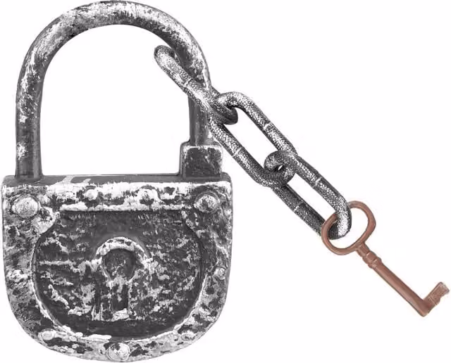 VFM e-Store Silver Metal Halloween Decoration Lock, Chain and Key Set