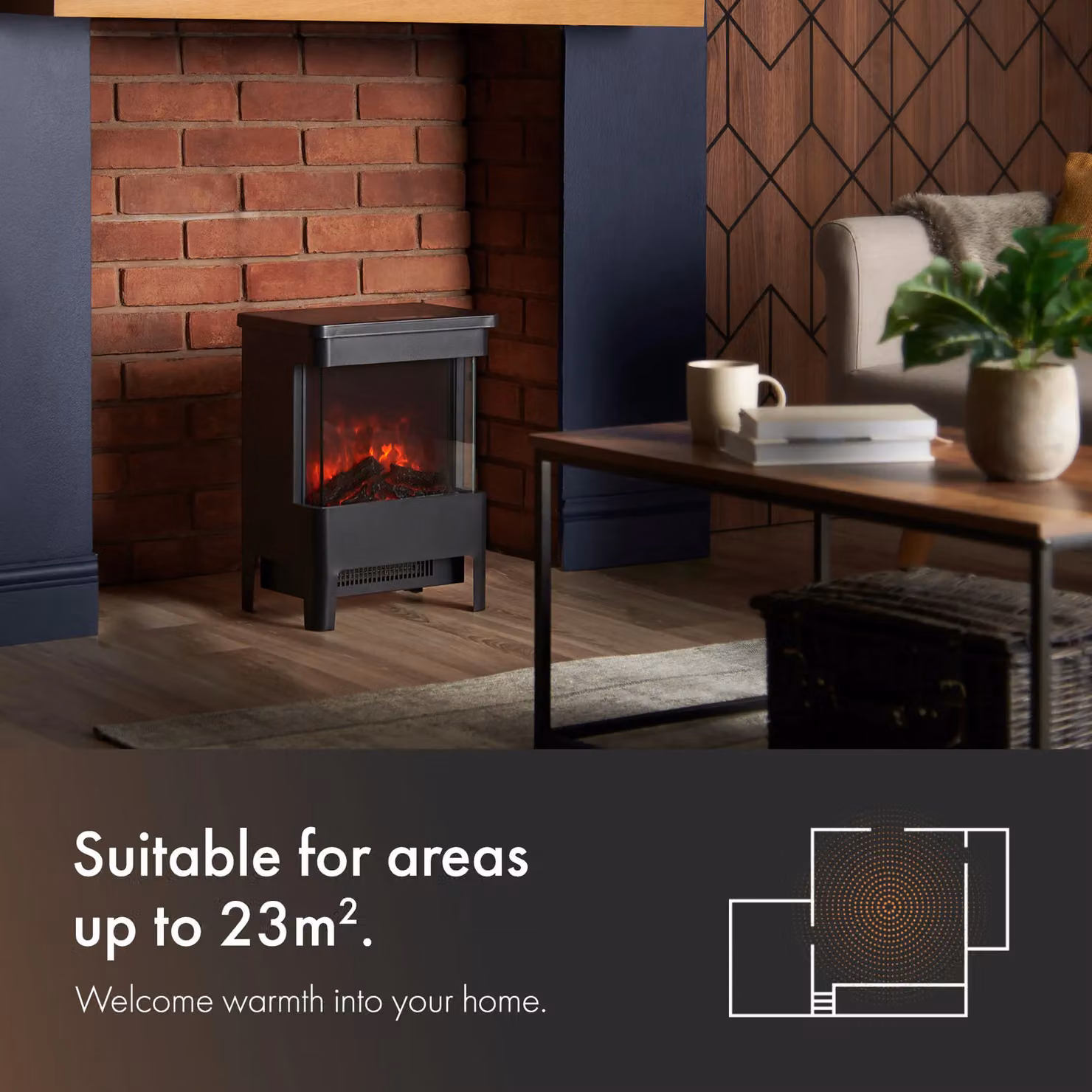 VonHaus 1900W Electric Stove Heater in Black – 2