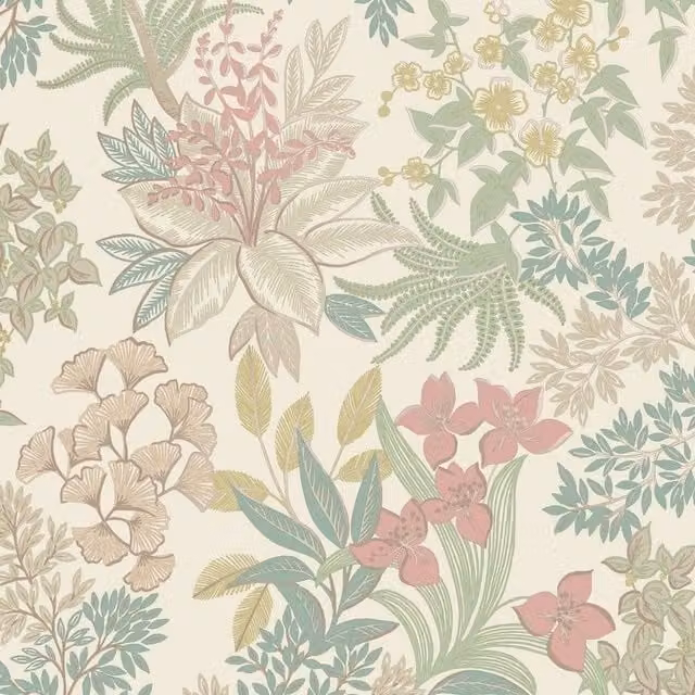 Holden Décor Full Bloom Botanical Floral Wallpaper in Beige and Multicolour