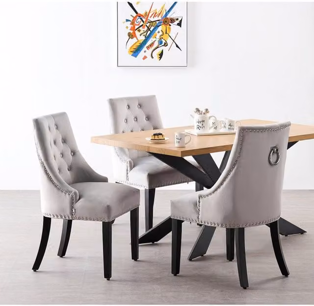Life Interiors Windsor Duke LUX Modern Rectangular Dining Set with 4 Chairs in Grey