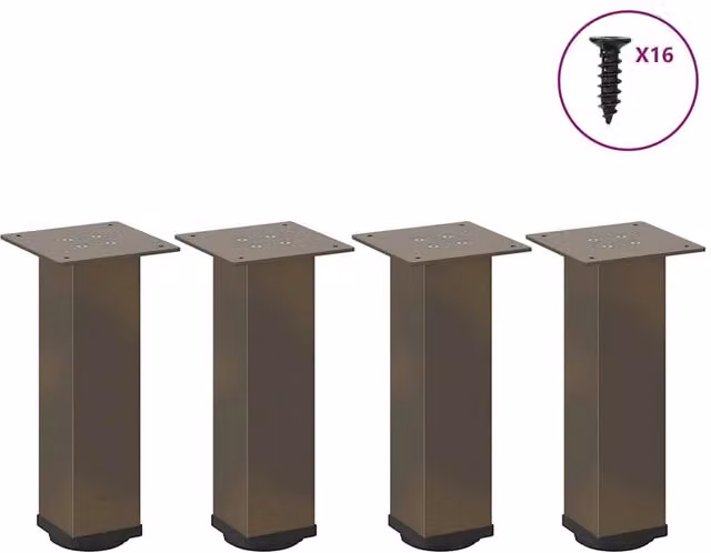 Berkfield Home Steel Coffee Table Legs, 4 Pieces, Brown, Height: 43 cm – 1