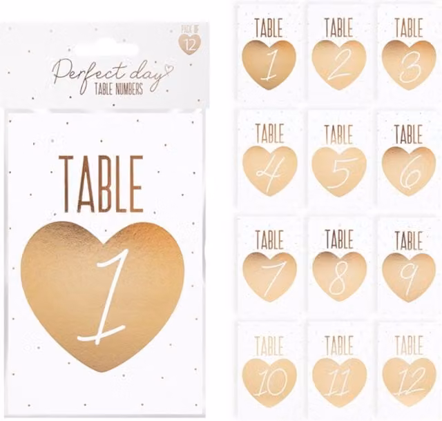 KDMD Gold Paper Table Number Cards, 12 Pack