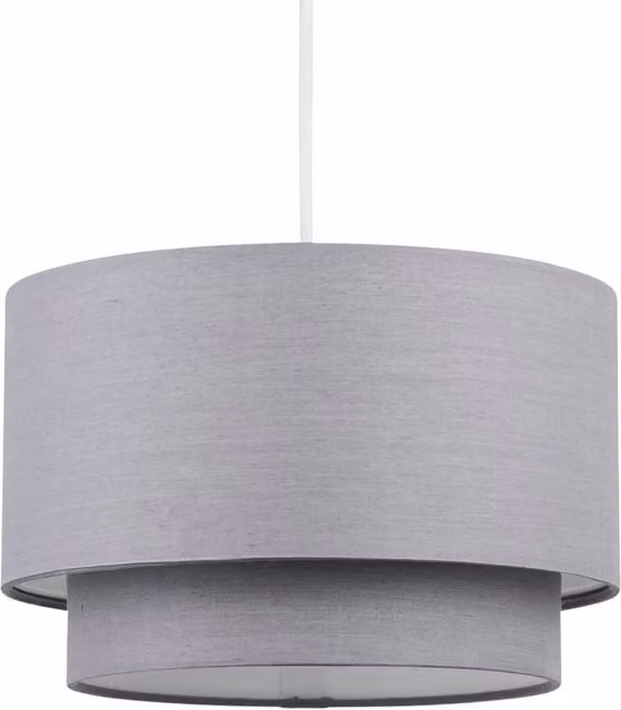 First Choice Lighting Modern Grey Fabric 2 Tier Cylinder Ceiling Light Shade
