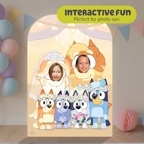 Star Cutouts Bluey Wedding Stand-In Cardboard Cutout, Multicolour Party Decoration and Kids Photo Prop, Height: 131 cm – 2