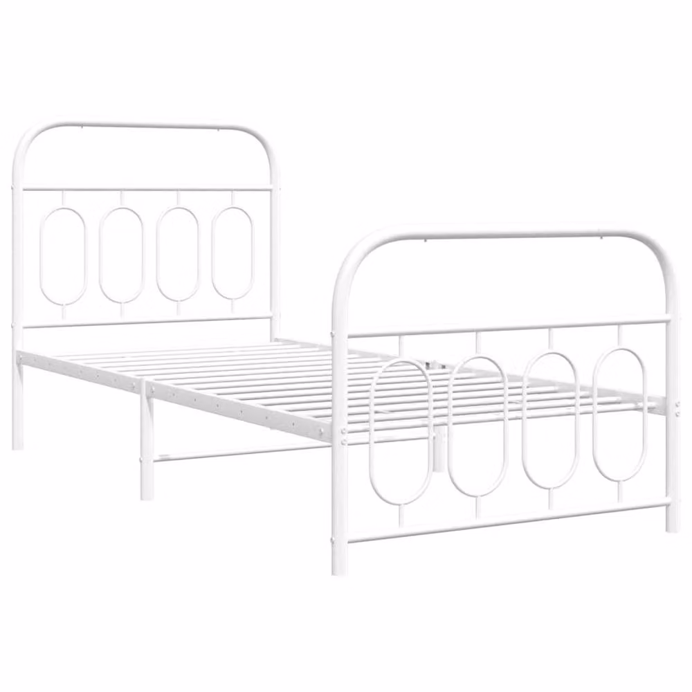 Berkfield Home Metal Bed Frame with Footboard, White, W/D/H: 80 x 200 cm – 3