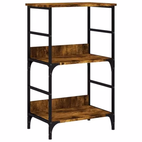 vidaXL Industrial Bookshelf in Smoked Oak and Metal, W/D/H: 50 x 33 x 82 cm