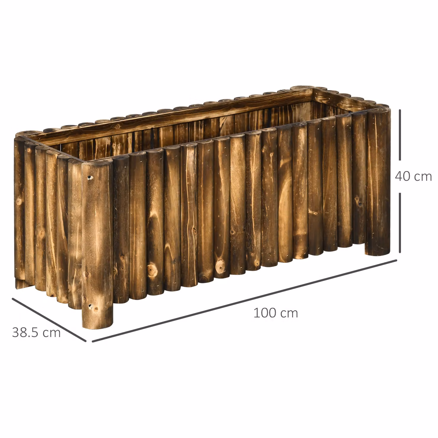 Outsunny Brown Wooden Raised Flower Bed Planter Box for Vegetable, Herb or Ornamental Gardens – 3