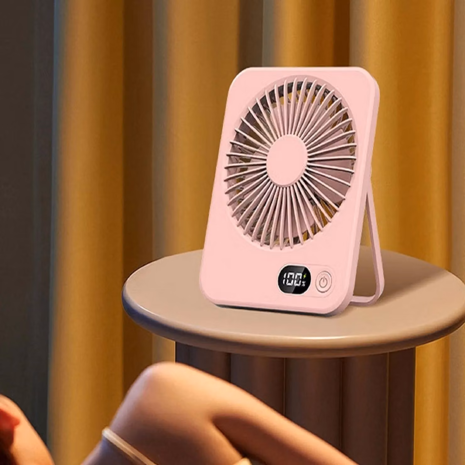 Leaper Pink and White USB Rechargeable Desktop Table Fan – 2