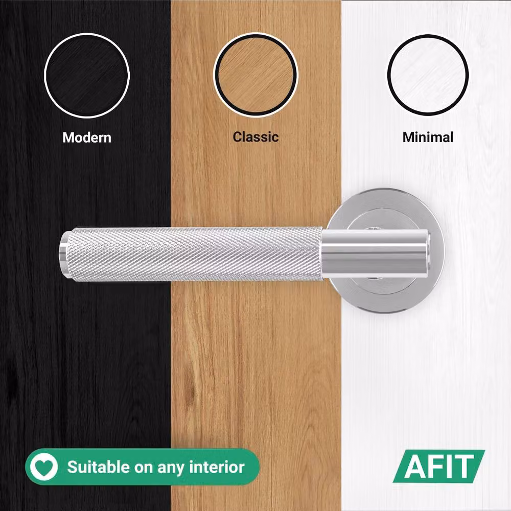 AFIT Polished Chrome Rose Latch Kit with 4 Pairs of Knurled Silver Hinges – 5