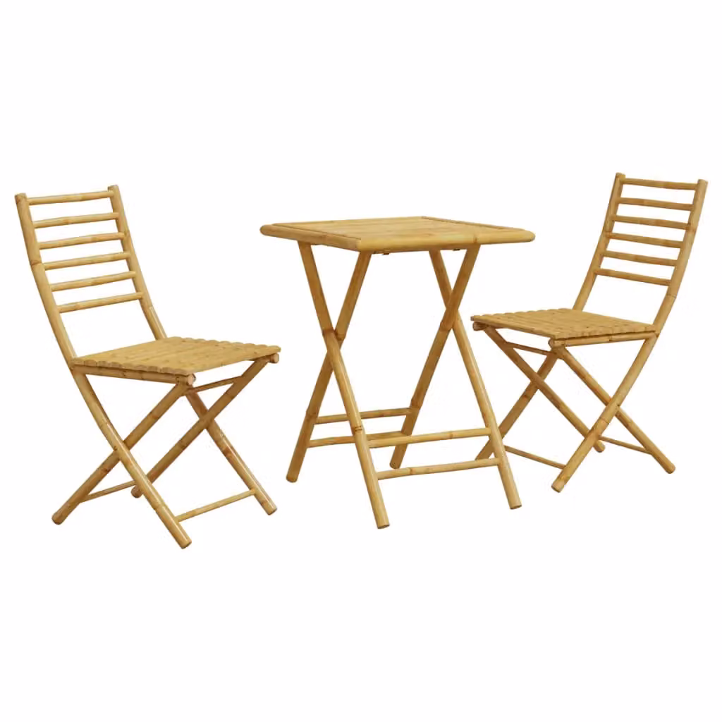 Berkfield Home 3 Piece Bamboo Bistro Set in Brown – 2