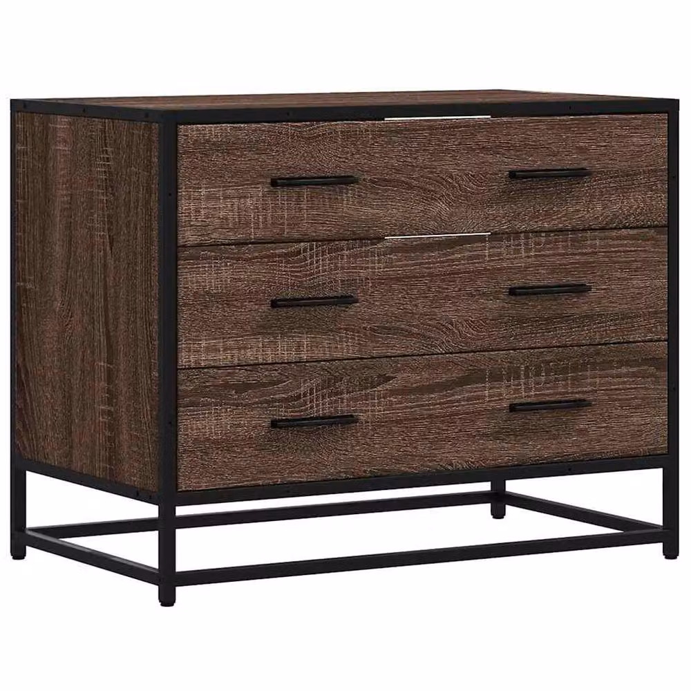Berkfield Home Elegant Drawer Cabinet in Brown Oak, W/D/H: 70 x 41 x 56 cm – 3