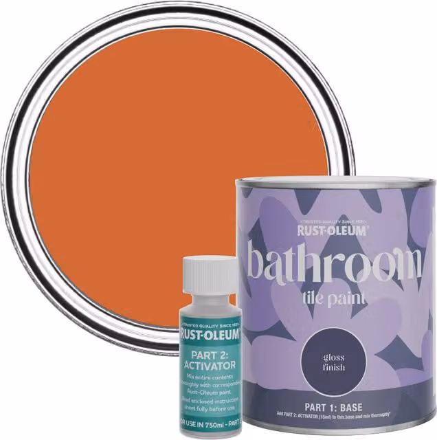 Rust-Oleum Bathroom Tile Paint in Gloss Finish, Orange, 0.75 l