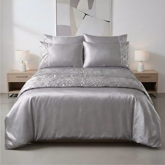 Snug City Shimmer Silver Duvet Cover and Pillowcase Set