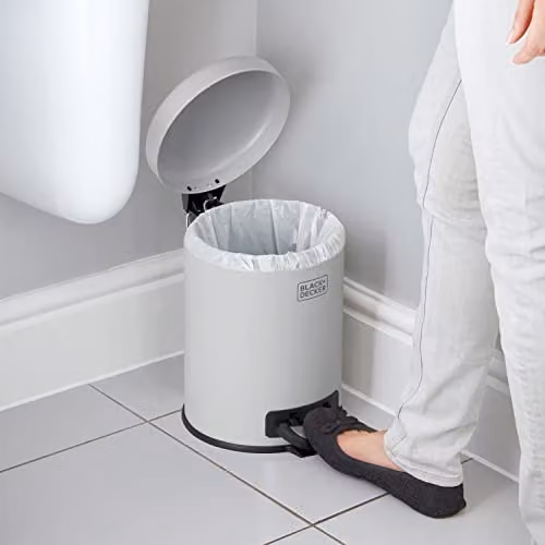 BLACK+DECKER 5L Grey Stainless Steel Dome Shaped Pedal Bin with Soft Close Lid and Removable Inner Bucket – 2