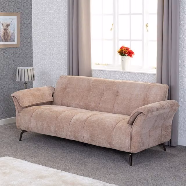 Seconique Modern Upholstered Fabric Sofa in Beige and Multicolour