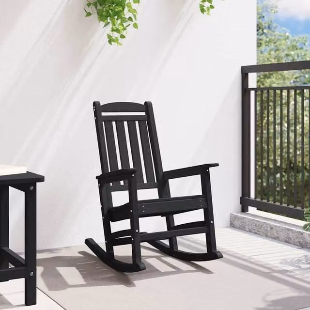 Berkfield Home Garden Black Rocking Chair with Armrests, W/D/H: 70 x 92 x 107.5 cm – 1