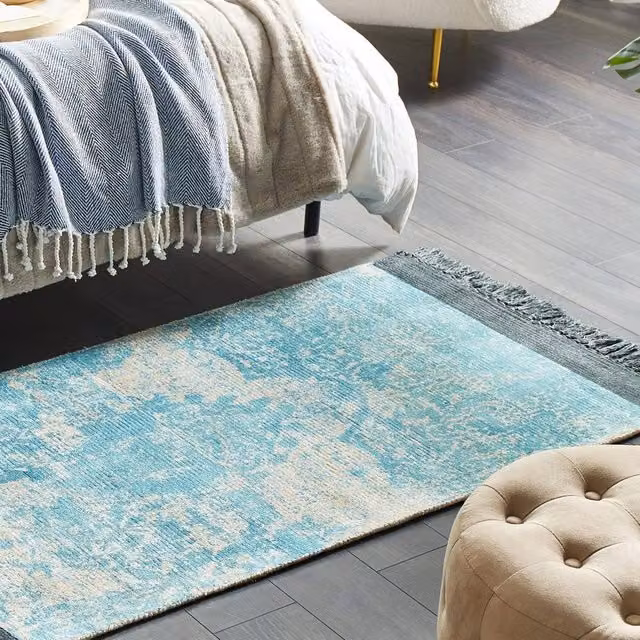 Wyld and Coco Heritage Oriental Area Rug in Blue and Beige, Woven Viscose with Cotton Backing, W: 80 cm, L: 150 cm – 1