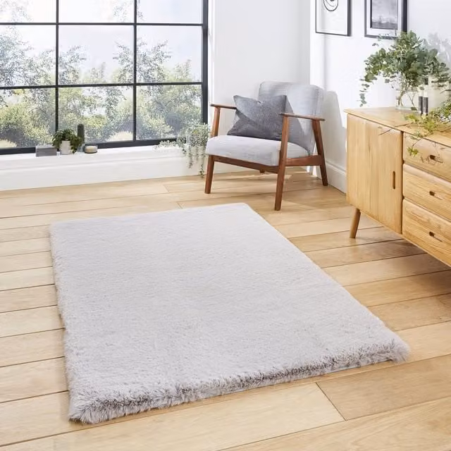 Terrys Super Teddy Plain Shaggy Rug in Silver