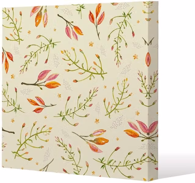 Benjamin Tate Design Green Branches Botanical Canvas Print, Multicolour, W/D/H: 60 x 60 x 1 cm