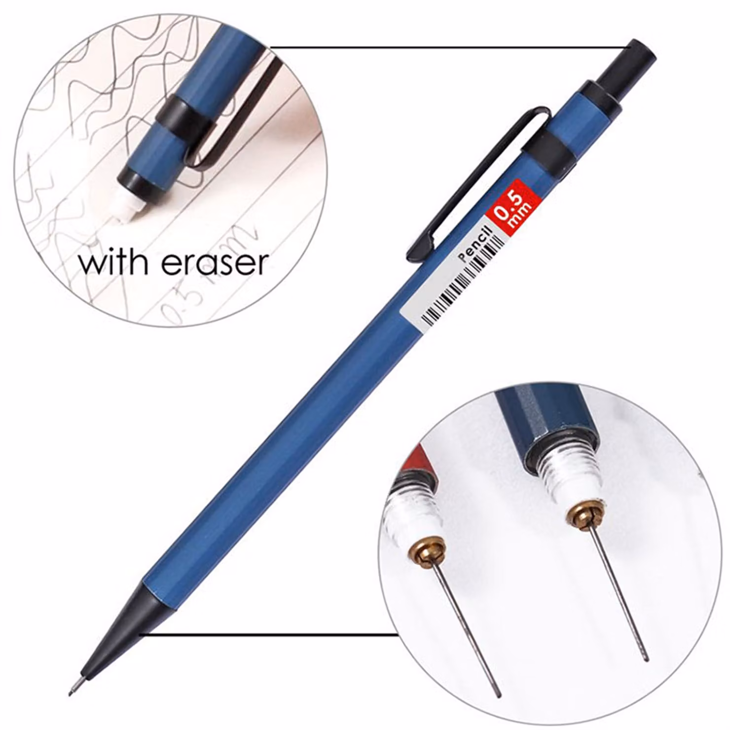 Janrax Pack of 12 Multicolour Metal Mechanical Pencils with HB Graphite Lead and Eraser – 2