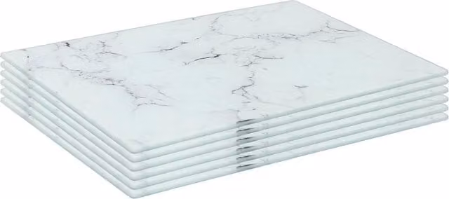 Harbour Housewares Set of 6 White Marble Effect Glass Placemats, W: 30 cm, D: 20 cm – 1