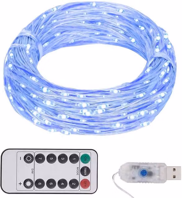Berkfield Home Blue LED String Lights with 300 LEDs and Remote Control, 30 m – 1