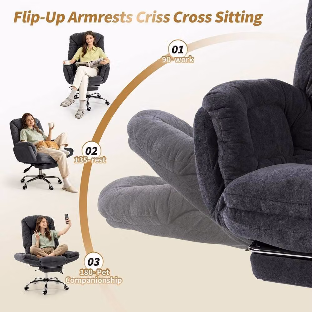 FORGEVIO Grey Fabric Ergonomic Accent Task Chair for Home Office – 3