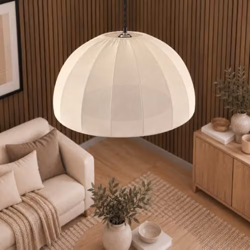 CGC Lighting Jolie Modern Dome Fabric Lampshade in White or Beige, Diameter: 48 cm – 2