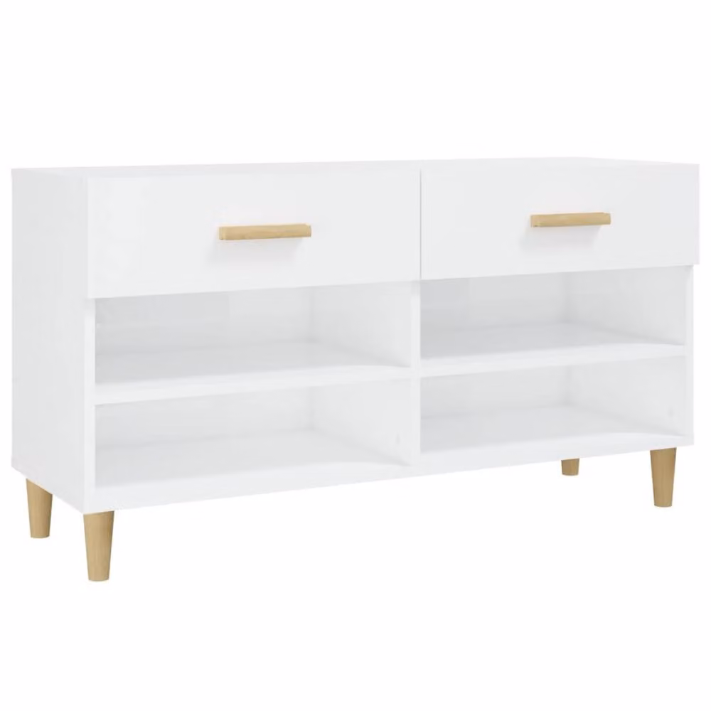 Berkfield Home High Gloss White Shoe Cabinet W/D/H: 102 x 35 x 55 cm – 2
