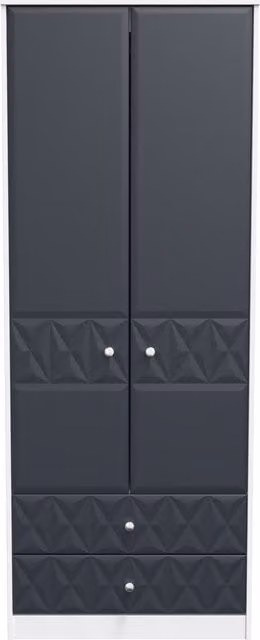 2 U Toledo Ready Assembled 2 Door 2 Drawer Wardrobe in Dark Blue – 1