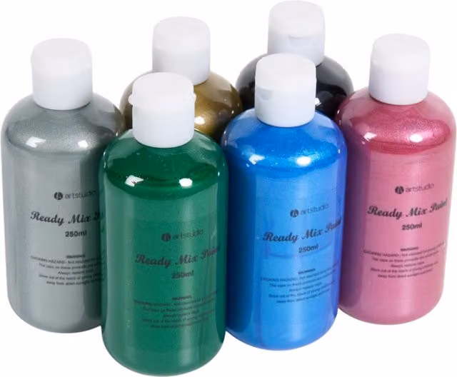 Art Studio Metallic Ready Mix Paint, Pack of 6, Multicolour and Gold