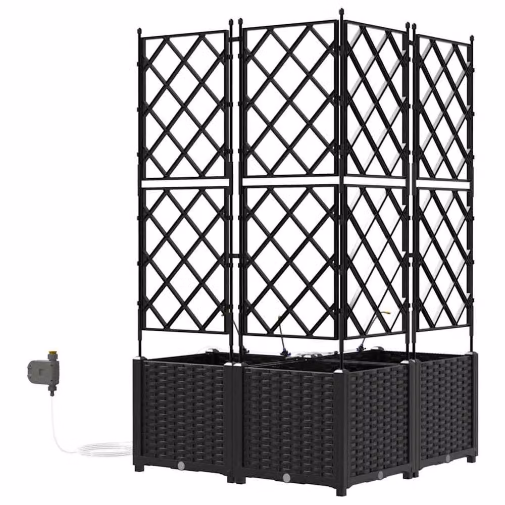 Berkfield Home Garden Planters with Water Irrigation System, 3 Piece Set, Black – 5