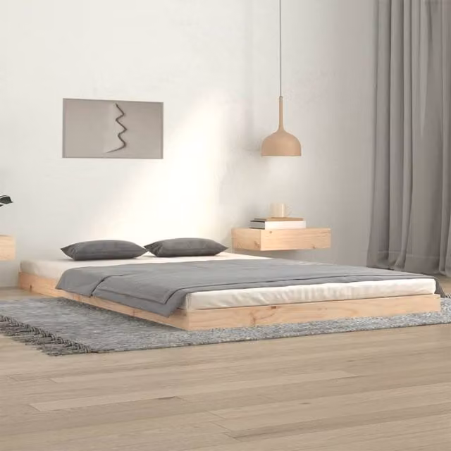 Berkfield Home Small Double Bed Frame in Brown Solid Pine, W/D/H: 120 x 200 cm