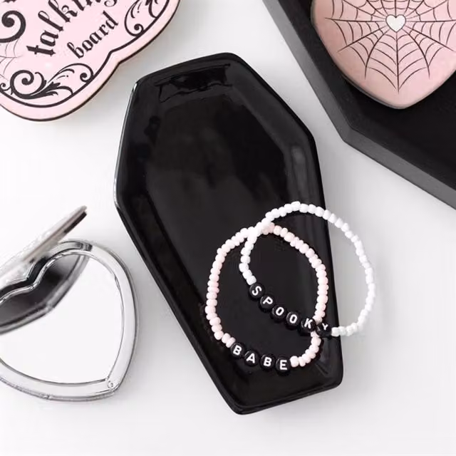 KDMK Black and White Coffin Ceramic Trinket Tray for Jewelry and Keys