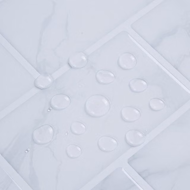 Livingandhome 10-Piece White Marble Effect Adhesive Tile Stickers