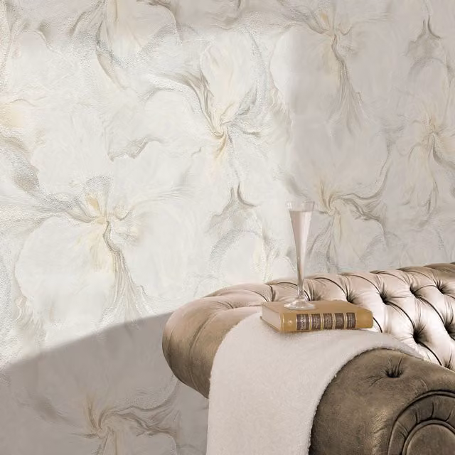 Erismann Liquid Aura Beige Abstract Botanical Vinyl Flooring