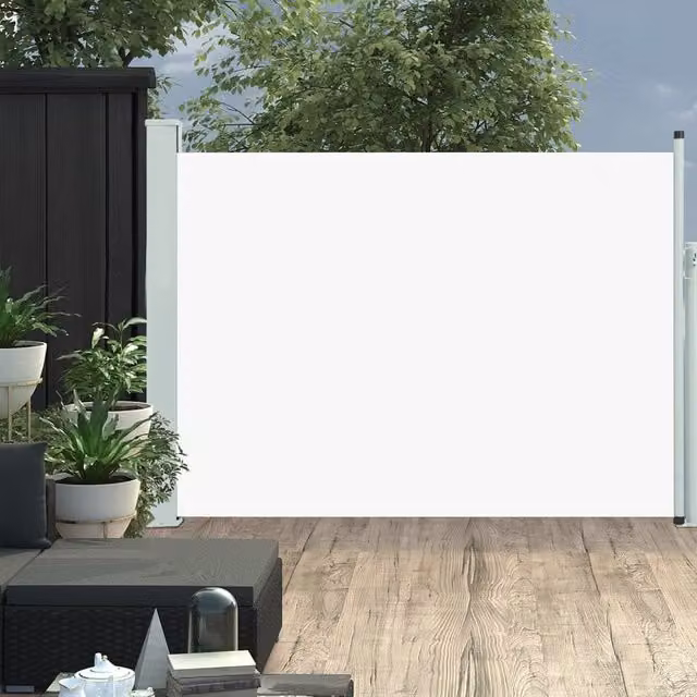 Berkfield Home Retractable Side Awning in Beige with Polyester Fabric and Steel Frame, W/H: 120 x 500 cm