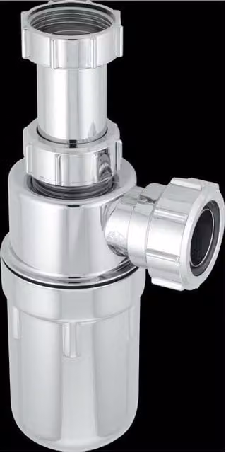 McAlpine C10AR-CP Chrome Plated Plastic Adjustable Bottle Trap in White and Silver