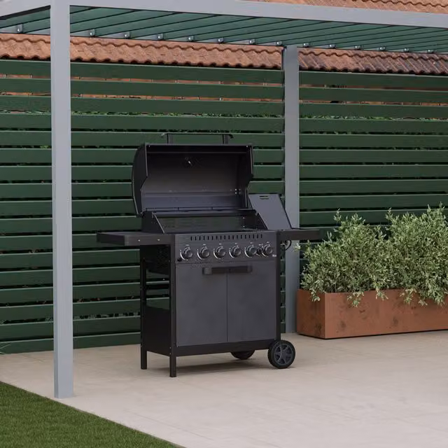 Ottimo 420 6-Burner Gas BBQ with Built-In Thermometer in Grey