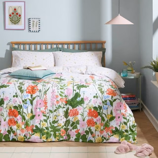 Furn Cottage Garden Reversible Floral Printed Duvet Cover Set, Multicolour, 180 x 200 cm