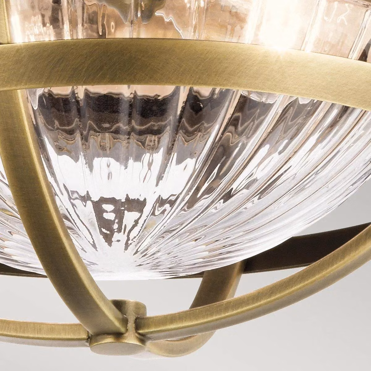 Kichler Tollis Bowl Semi Flush Ceiling Light in Natural Brass and White Glass – 3