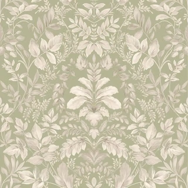 Holden Decor Botanical Floral Damask Leaf Wallpaper in Green