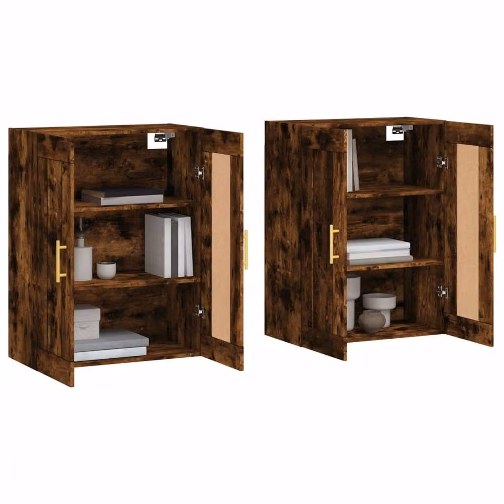 Berkfield Home Set of 2 Wall Mounted Smoked Oak Cabinets in Brown – 2