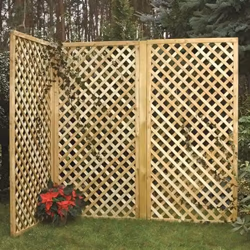 Primrose Premier Wall Trellis Privacy Panel Garden Screening Sheet in Brown and Beige Wood, W: 120 cm, H: 183 cm