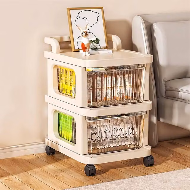 SPETLEK 2 Tier Drawer Storage Trolley Cart in Beige – 1