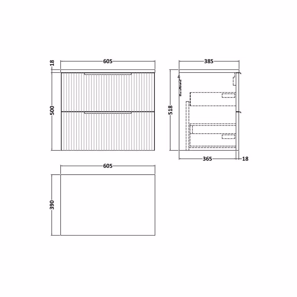 Balterley Tixall 2 Drawer Wall Hung Vanity Unit with Worktop, Satin Green, W: 60 cm – 2
