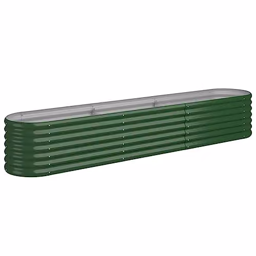 vidaXL Green Galvanised Steel Raised Bed W/D/H: 224 x 40 x 36 cm