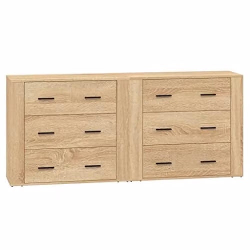 vidaXL Set of 2 Sonoma Oak Sideboards in Brown Engineered Wood – 1