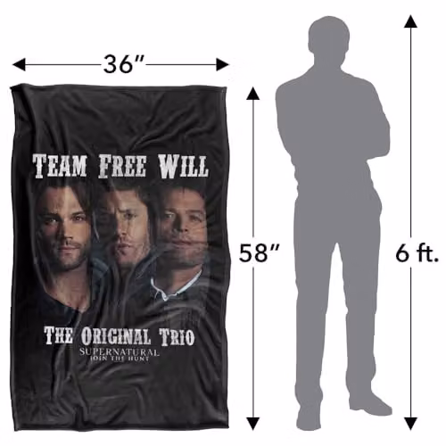 LOGOVISION Supernatural Sam Dean Castiel Original Trio Silky Touch Super Soft Fleece Throw Blanket, Multicolour, W/D/H: 91 x 147 cm – 4